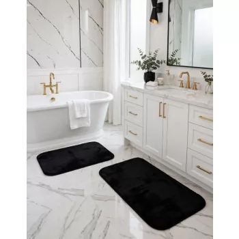   Royal Shaggy fürdőszobai szőnyeg szett Black (Fekete) 50x80 és 50x40
