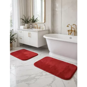   Royal Shaggy fürdőszobai szőnyeg szett Red (Piros) 50x80 és 50x40