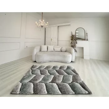 California Shaggy 481 szürke-zöld szőnyeg 120x170 cm