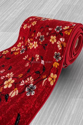 Blossom piros futószőnyeg méterben virágos mintával 100 cm