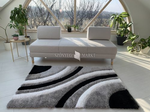 California 3d Shaggy 5cm 305A black-grey (szürke-fekete) 60x110 szőnyeg 
