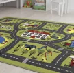 Gyerek szőnyeg, zöld, kisvárosi utak, 80x120cm