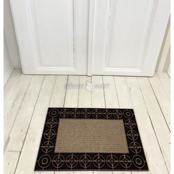 Karikás geometria keretes Bronz bézs lábtörlő 45x75cm