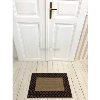 Kültéri Lábtörlő barna négyzet mintás 45x70cm