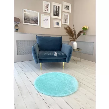 Puffy shaggy kerek szőnyeg  Babakék (Blue)  80x80