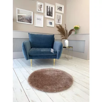   Puffy shaggy kerek szőnyeg  Sötét Bézs (Dark Beige)  80x80