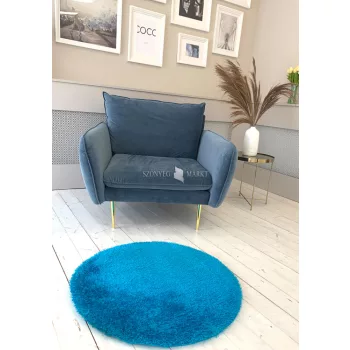 Puffy shaggy kerek szőnyeg  Kék (blue)  80x80