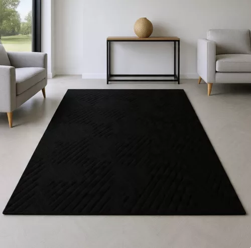Noir Élégance fekete modern szőnyeg 120x170 cm
