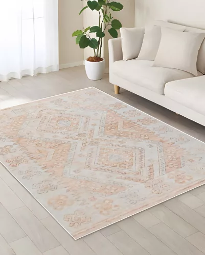 Carpetum szürke színű, narancssárga klasszikus mintás szőnyeg 80x160