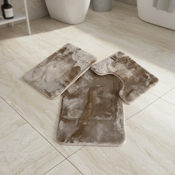   Háromrészes barna, extra puha, plüss fürdőszobai szőnyeg