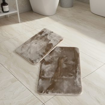 Kétrészes barna, extra puha, plüss fürdőszobai szőnyeg