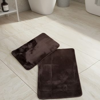   Kétrészes sötétbarna, extra puha, plüss fürdőszobai szőnyeg
