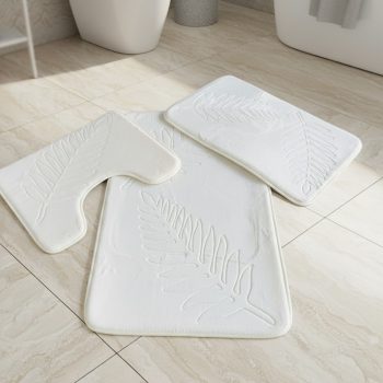   Háromrészes fehér, domborított mintás fürdőszobai szőnyeg