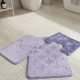 Háromrészes lila, domborított mintás fürdőszobai szőnyeg