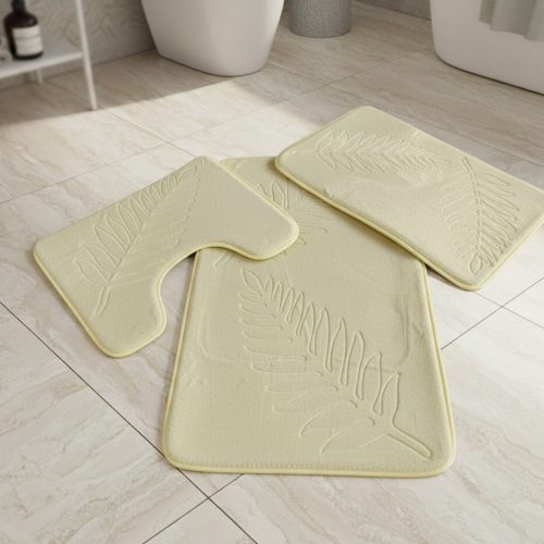 Háromrészes sárga, domborított mintás fürdőszobai szőnyeg