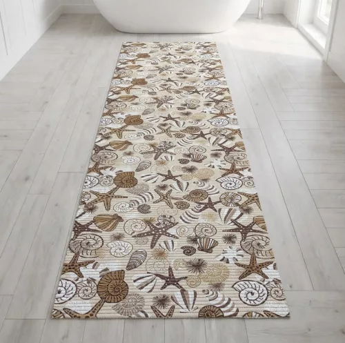 PVC kagyló mintás fürdőszobai szőnyeg 65 cm