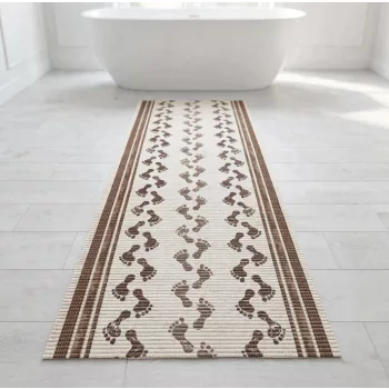 PVC lábnyom mintás fürdőszobai szőnyeg 65 cm