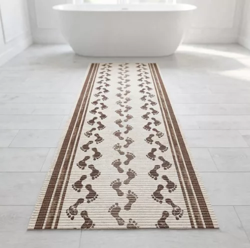 PVC lábnyom mintás fürdőszobai szőnyeg 65 cm