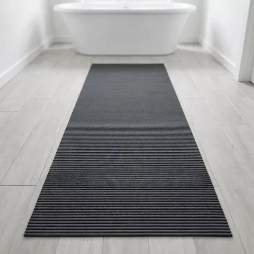 PVC antracit egyszínű fürdőszobai szőnyeg 65 cm