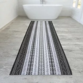 PVC szürke-fehér fürdőszobai szőnyeg 65 cm