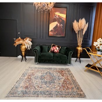 Venus 276 bézs, kék mintás klasszikus szőnyeg 120x170 cm