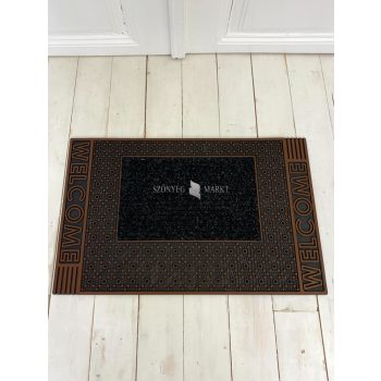 Welcome fekete-barna gumis lábtörlő 45x75cm