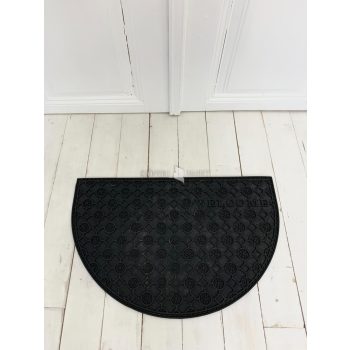 Welcome ovális fekete gumis lábtörlő 45x75cm