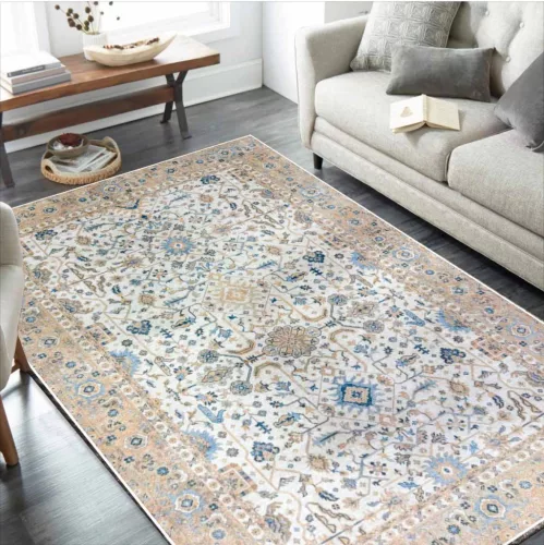 Carpetum bézs klasszikus kék mintás vintage szőnyeg 50x80 cm