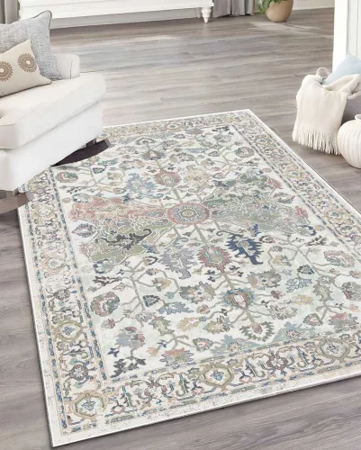 Carpetum bézs alapon színes mintás szőnyeg 100x150