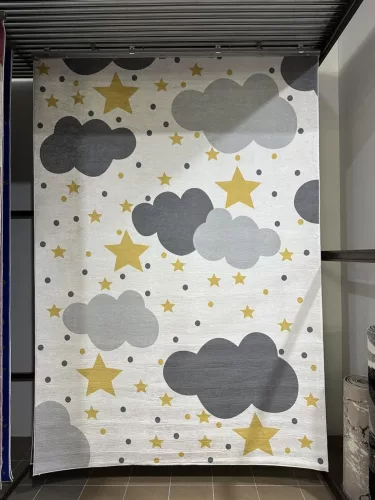 Szürke felhőmintás gyerekszőnyeg 160x230 cm