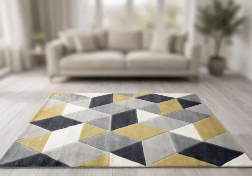 Franco rombusz mintás yellow-gray (sárga-szürke) szőnyeg  60x220cm
