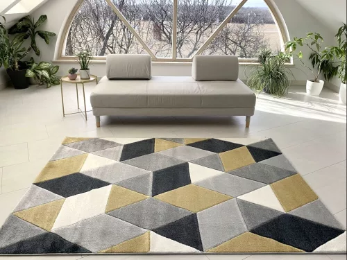 Franco rombusz mintás yellow-gray (sárga-szürke) szőnyeg  240x330cm