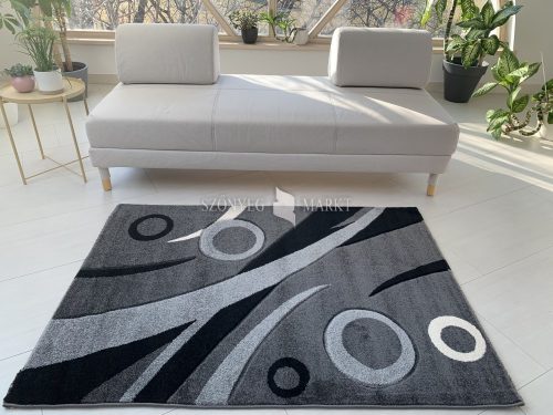 Karizma Szürke Fekete Karikás minta 146 (grey-black) szőnyeg      200x290