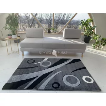   Karizma Szürke Fekete Karikás minta 146 (grey-black) szőnyeg    60x220