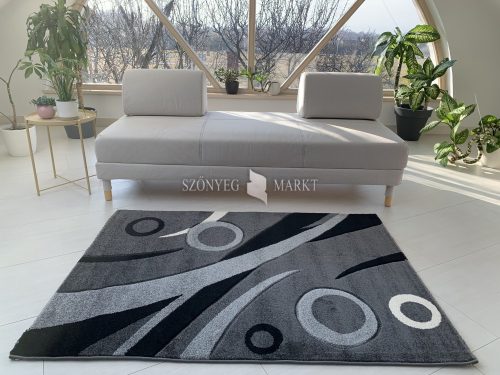 Karizma Szürke Fekete Karikás minta 146 (grey-black) szőnyeg    60x220