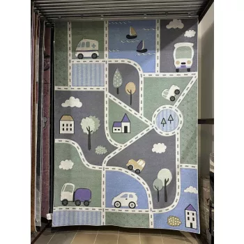 Kisváros mintás gyerekszőnyeg 80x150 cm