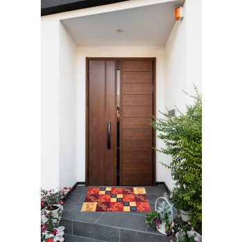 Színes, négyzet mintás kókusz lábtörlő 45x75 cm