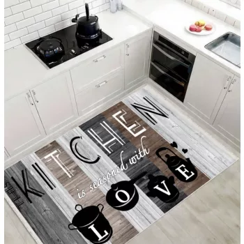 Kitchen love szürke konyhai szőnyeg 60x120 cm