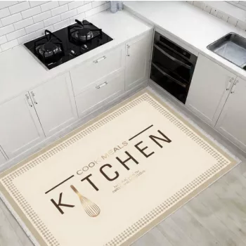   "Kitchen" feliratú krém konyhai szőnyeg 60x120 cm