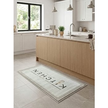   "Kitchen" feliratú krém konyhai szőnyeg 60x180 cm