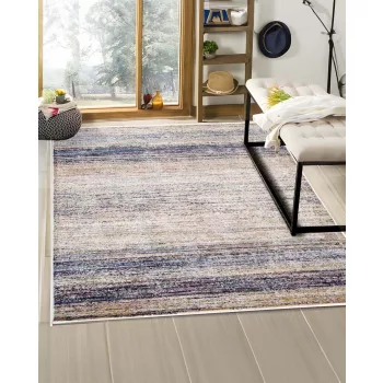 Loomi bézs, kék és barna csíkozású szőnyeg 160x200