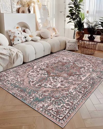 Carpetum bézs alapon piros virágmintás szőnyeg 120x180