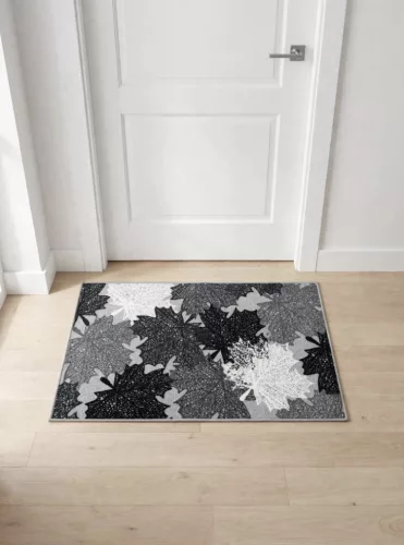 Szürke levélmintás lábtörlő 50x80 cm