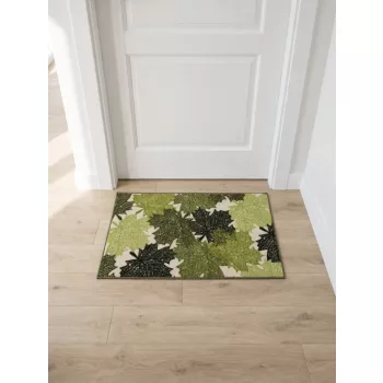 Zöld levélmintás lábtörlő 50x80 cm