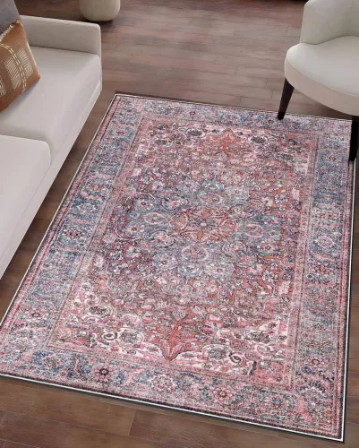 Carpetum piros-kék virágmintás szőnyeg 100x150