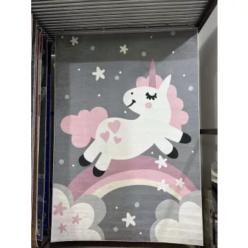 Szürke unikornisos gyerekszőnyeg 160x230 cm