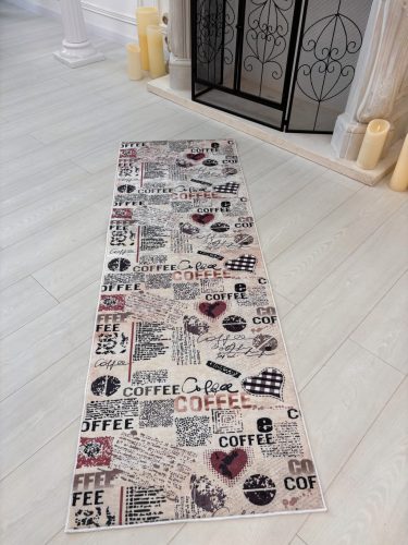 Bézs-barna mintás konyhai szőnyeg 60x180 cm